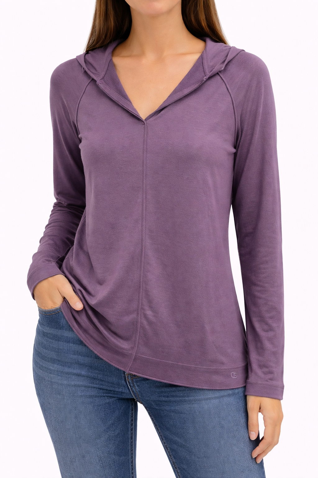 Purple Lightweight Hooded Long-Sleeve Top