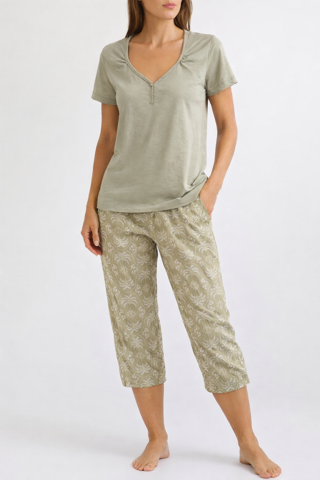 Sage Green Capri Pajama Set