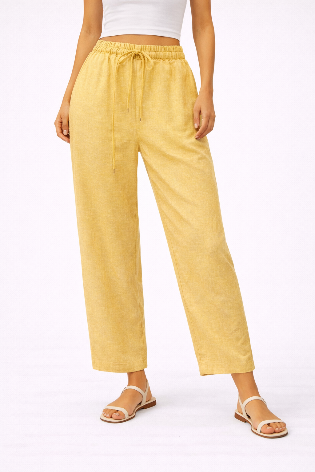 Soft Mustard Relaxed Fit Linen Pants