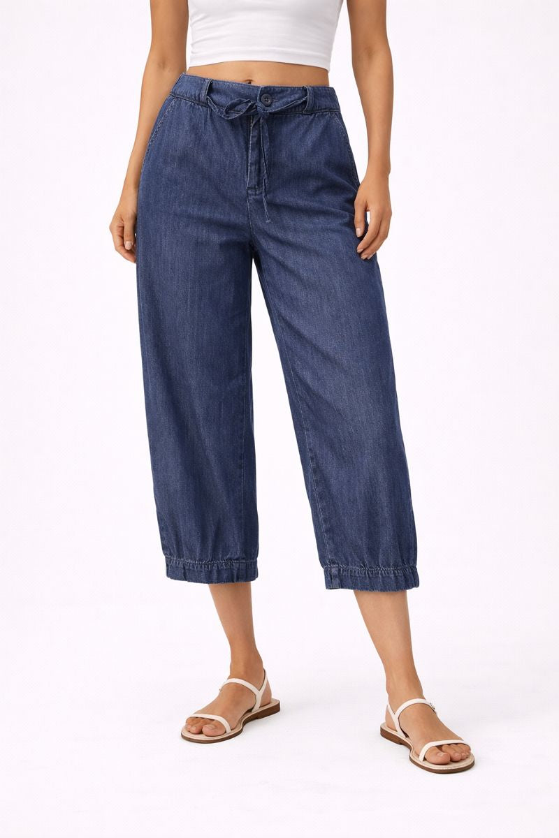 Soft Wash Denim Cropped Pants