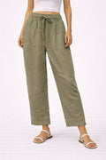 Soft olive green casual drawstring pants