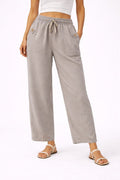 Warm Taupe Relaxed Fit Linen Pants
