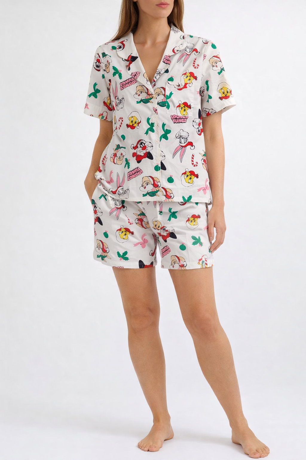White Cartoon Pajamas Set