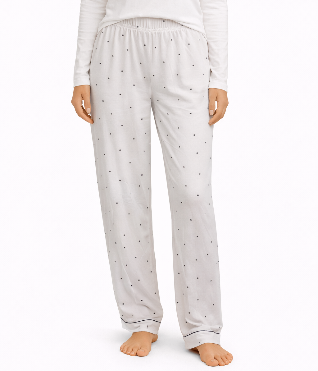White Polka Dot Winter PJ Pants