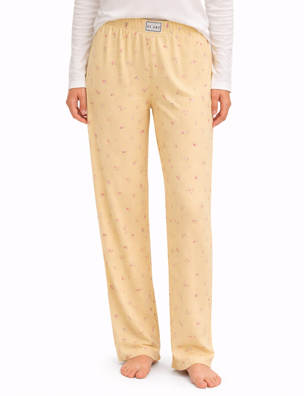 Yellow With Pink Flowers Winter PJ Pants