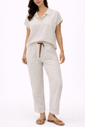 White Striped Shirt & Pants Set
