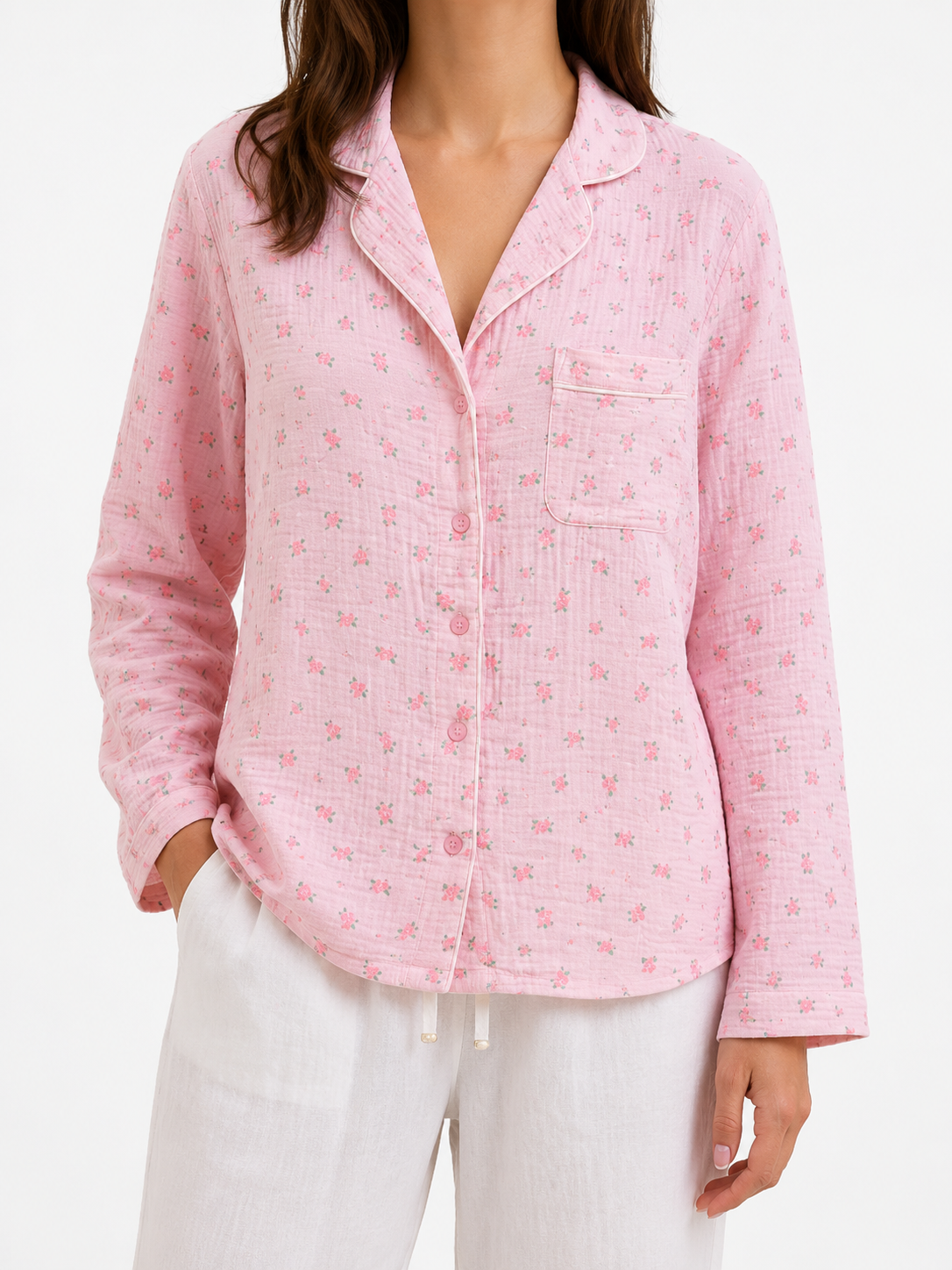 Pink Muslin Winter PJ Shirt
