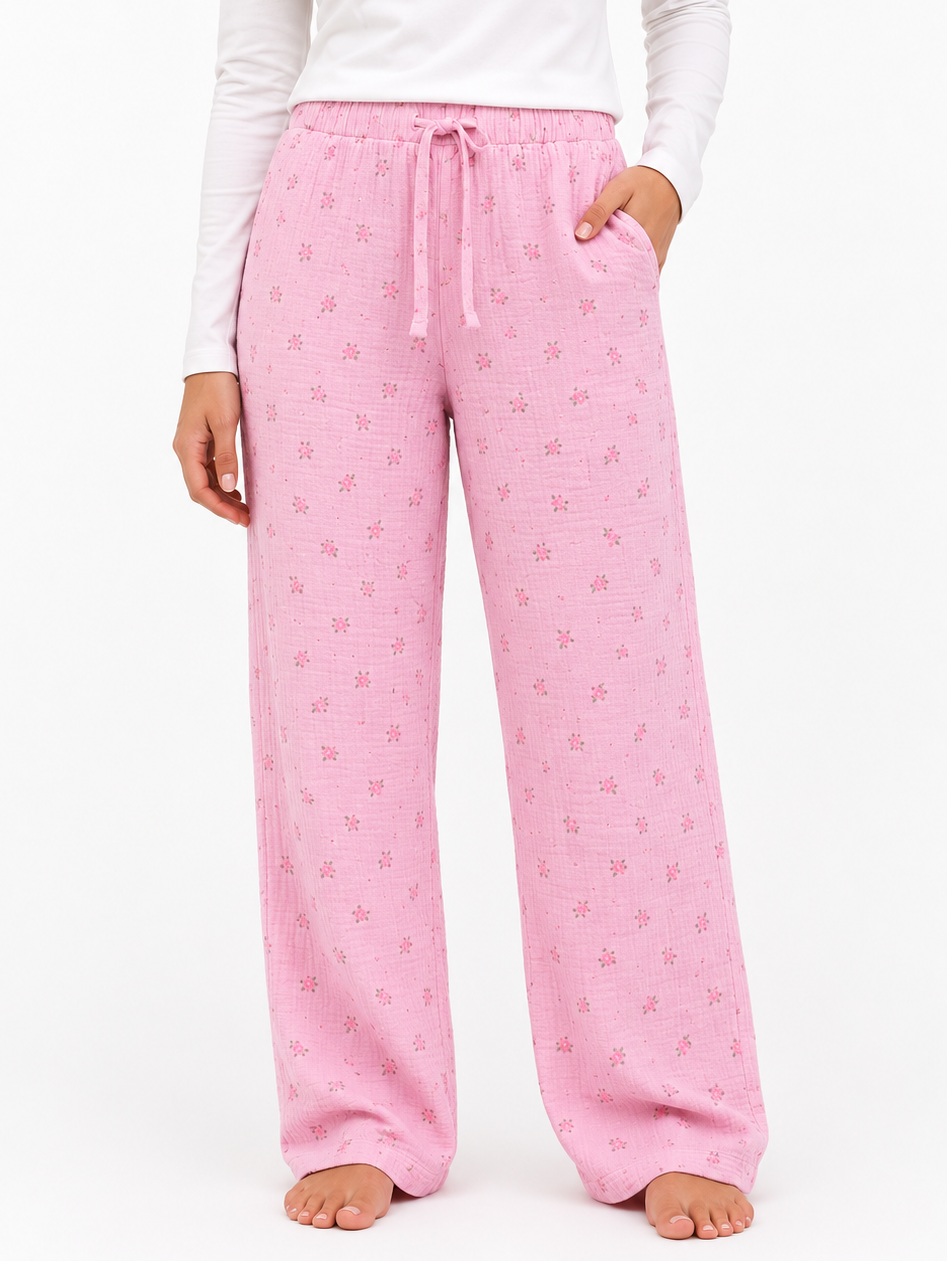 Pink Muslin Winter PJ Pants