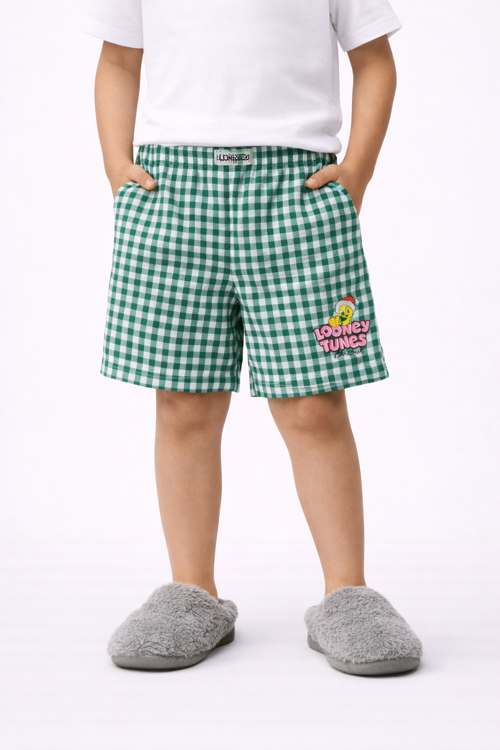 Green Cartoon Holiday PJ Shorts