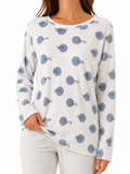 White with Grey Polka Dot Winter PJ Top