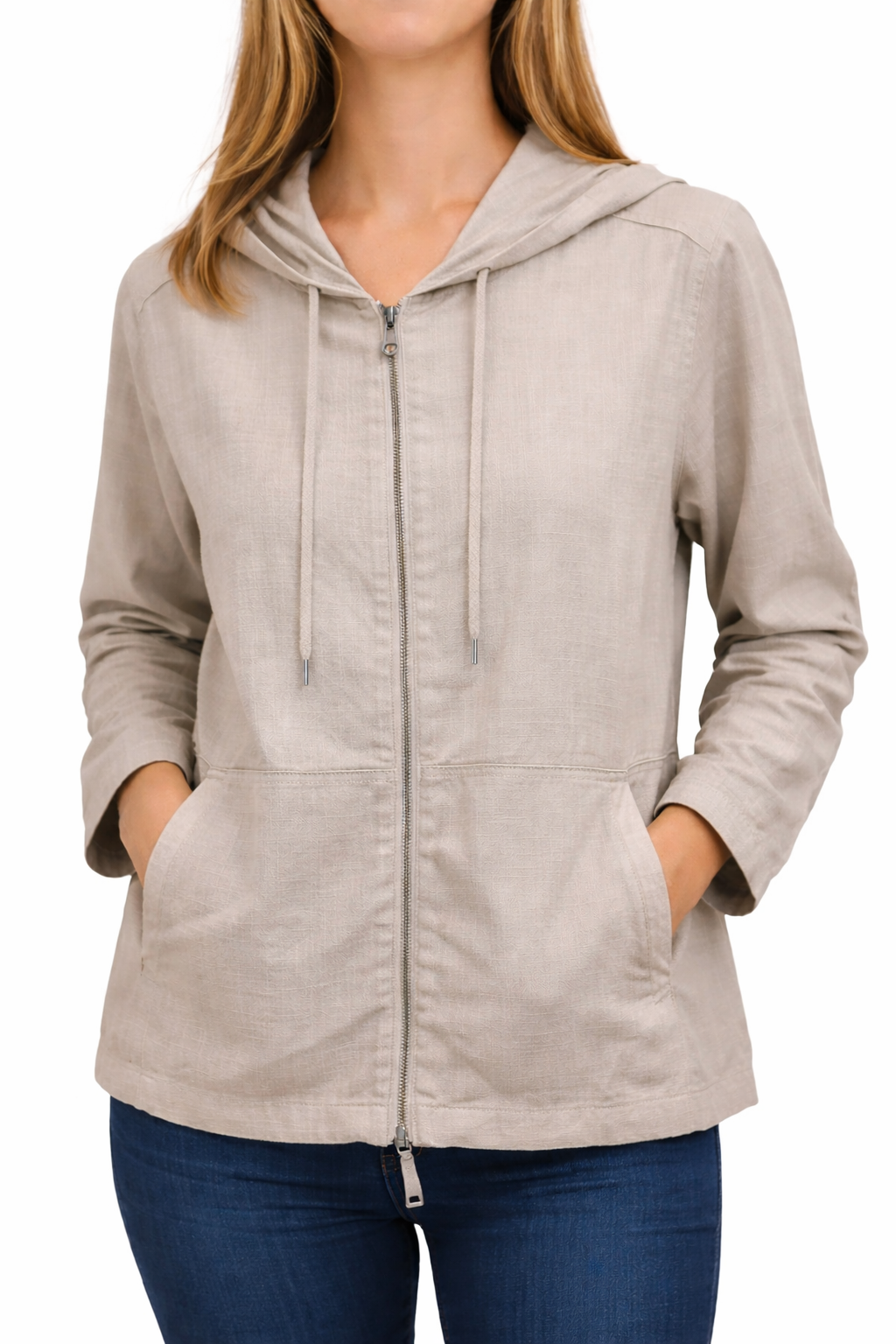Woven Stone Zip-Up Summer Jacket