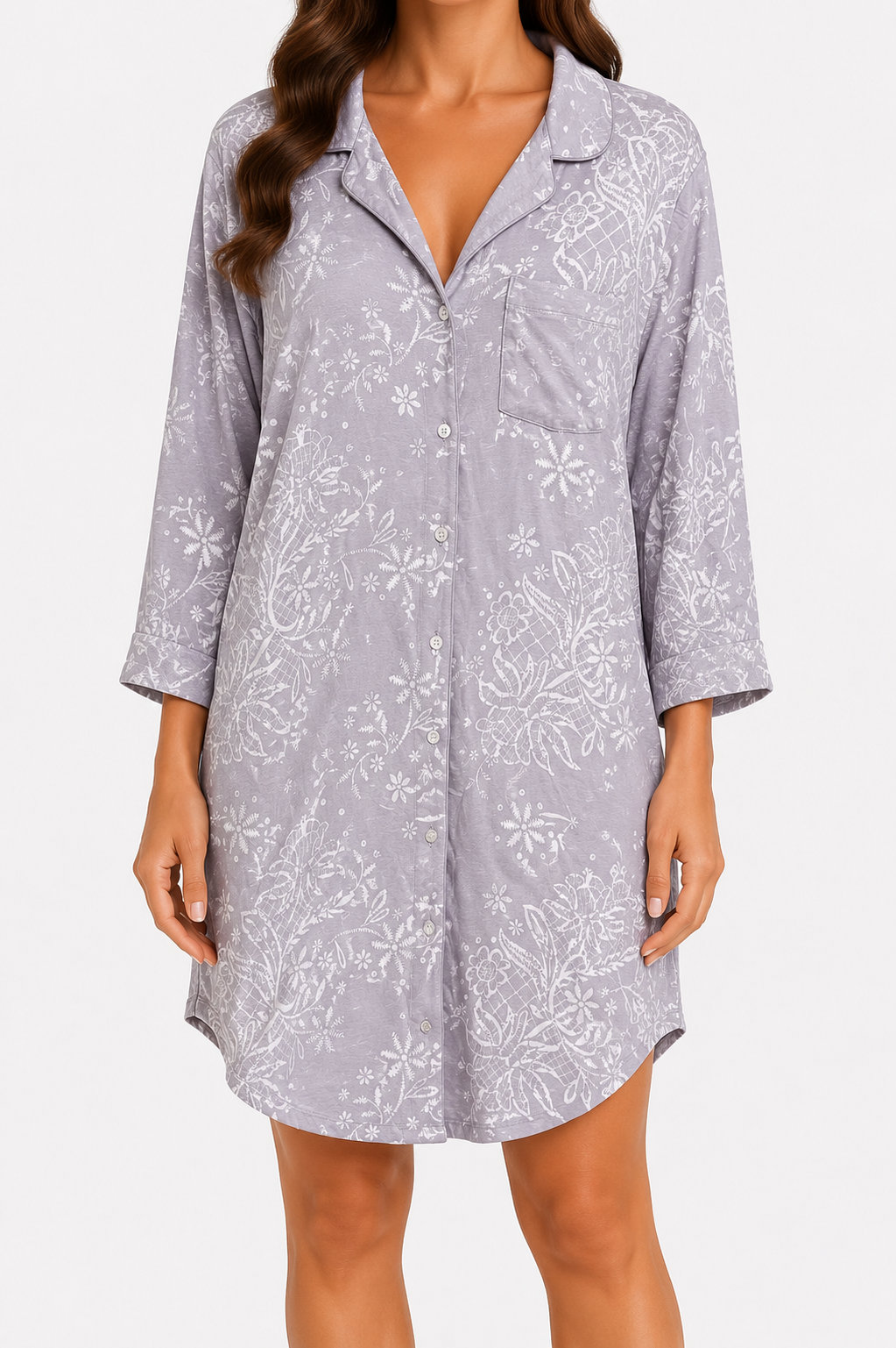 Grey and White Sleep Shirt