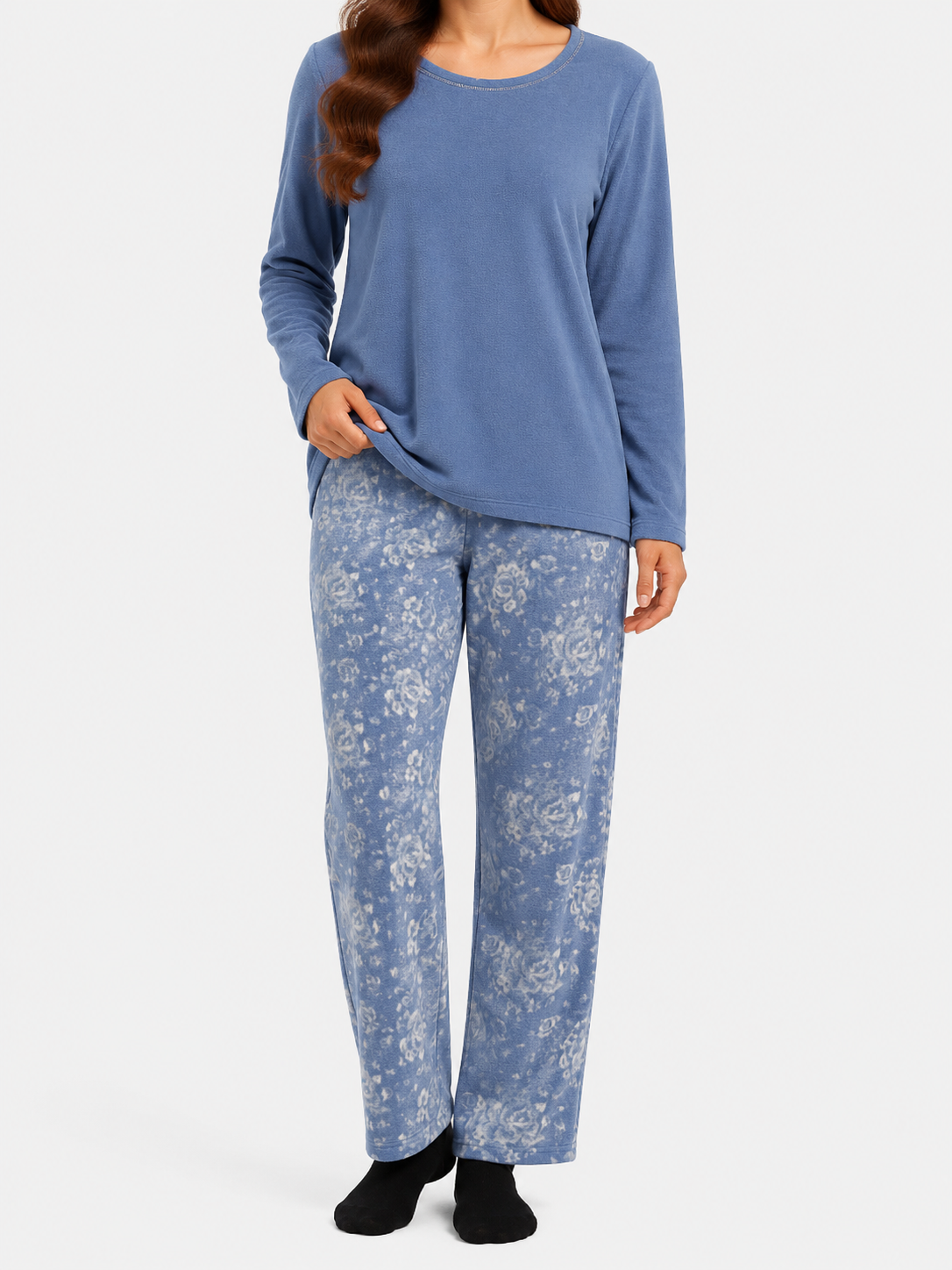 Blue With Roses Winter PJ Set
