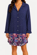 Navy Blue Patterned Sleep Shirt