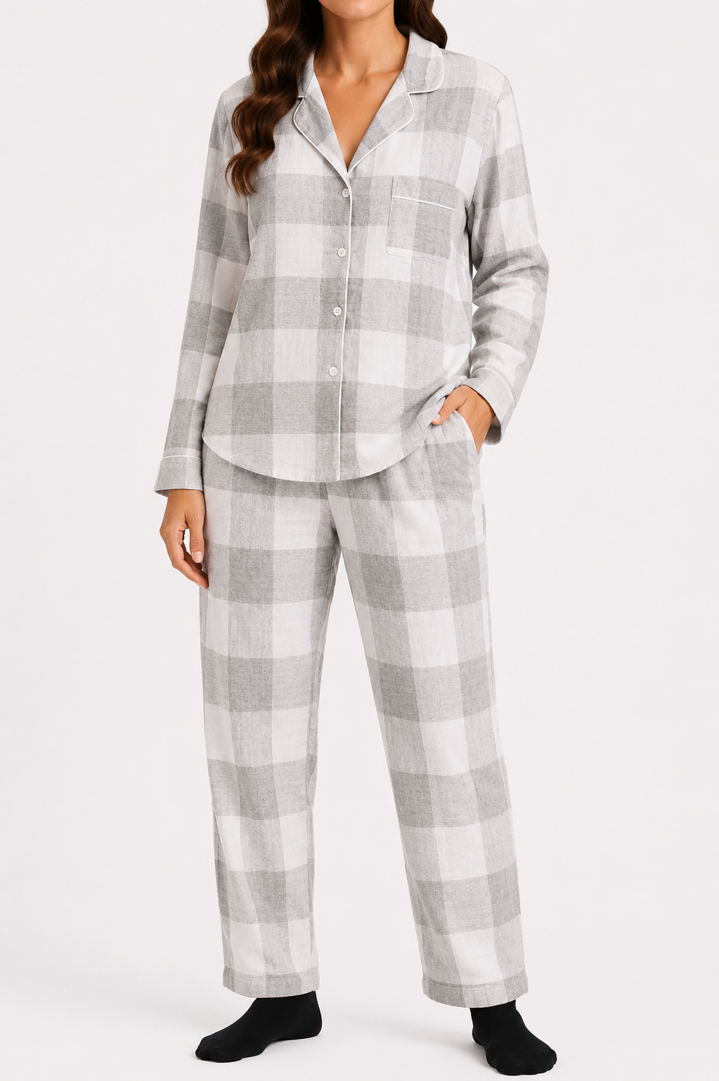 Grey Check Winter PJ Set