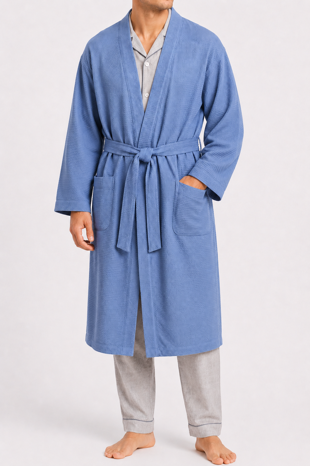 Blue Waffle Wrap Gown (Copy)