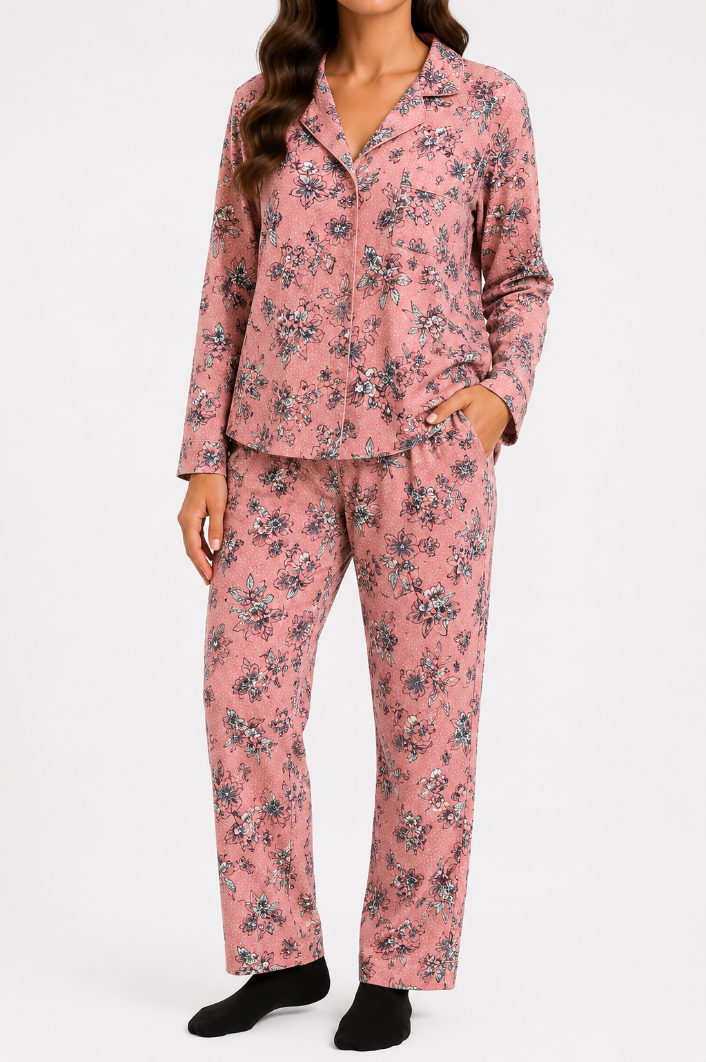 Pink & Blue Floral Winter PJ Set